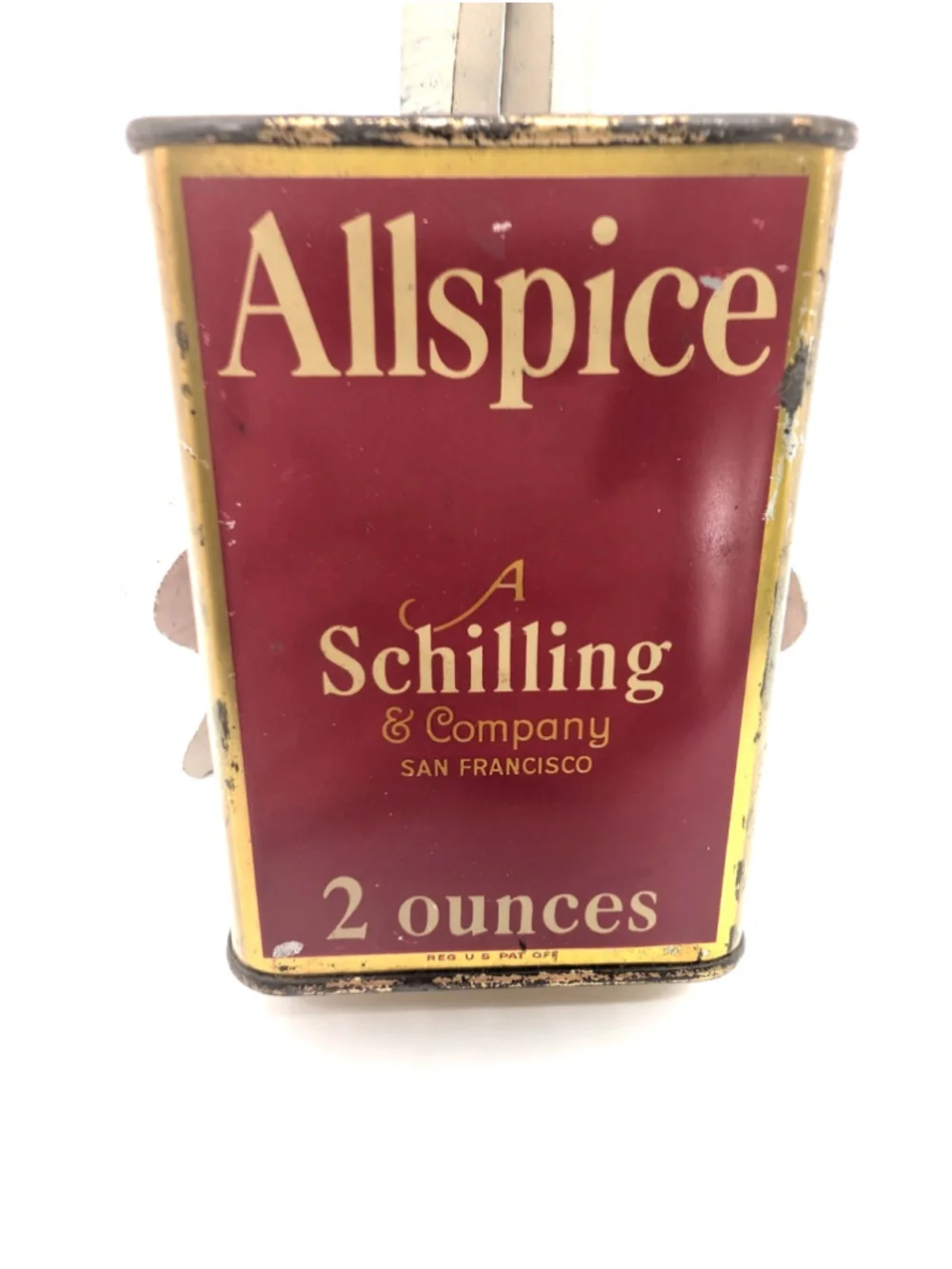 Vintage A. Schilling & Co Allspice Spice Tin - Gold Top & Bottom - 2 oz